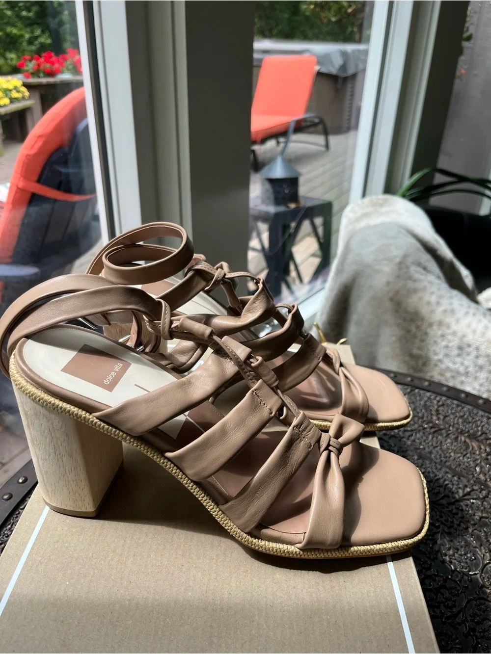 DOLCE VITA OLEMA STRAPPY BLOCK HEEL GLADIATOR SANDALS CAFE 10